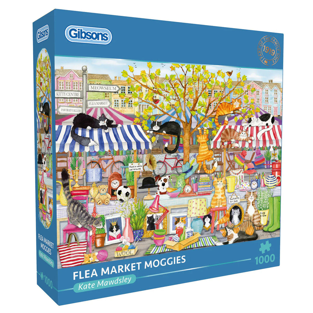 Flea Market Moggies by Kate Mawdsley - 1000 Piece Jigsaw Puzzle (Gibsons) - Completed Puzzle