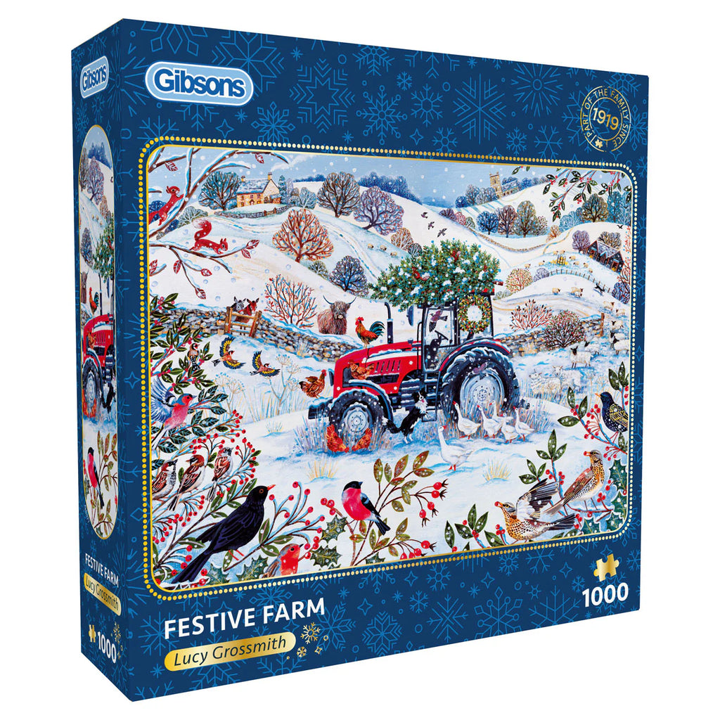 ** Pre-Order ** Festive Farm by Lucy Grossmith - 1000 Piece Jigsaw Puzzle (Gibsons)