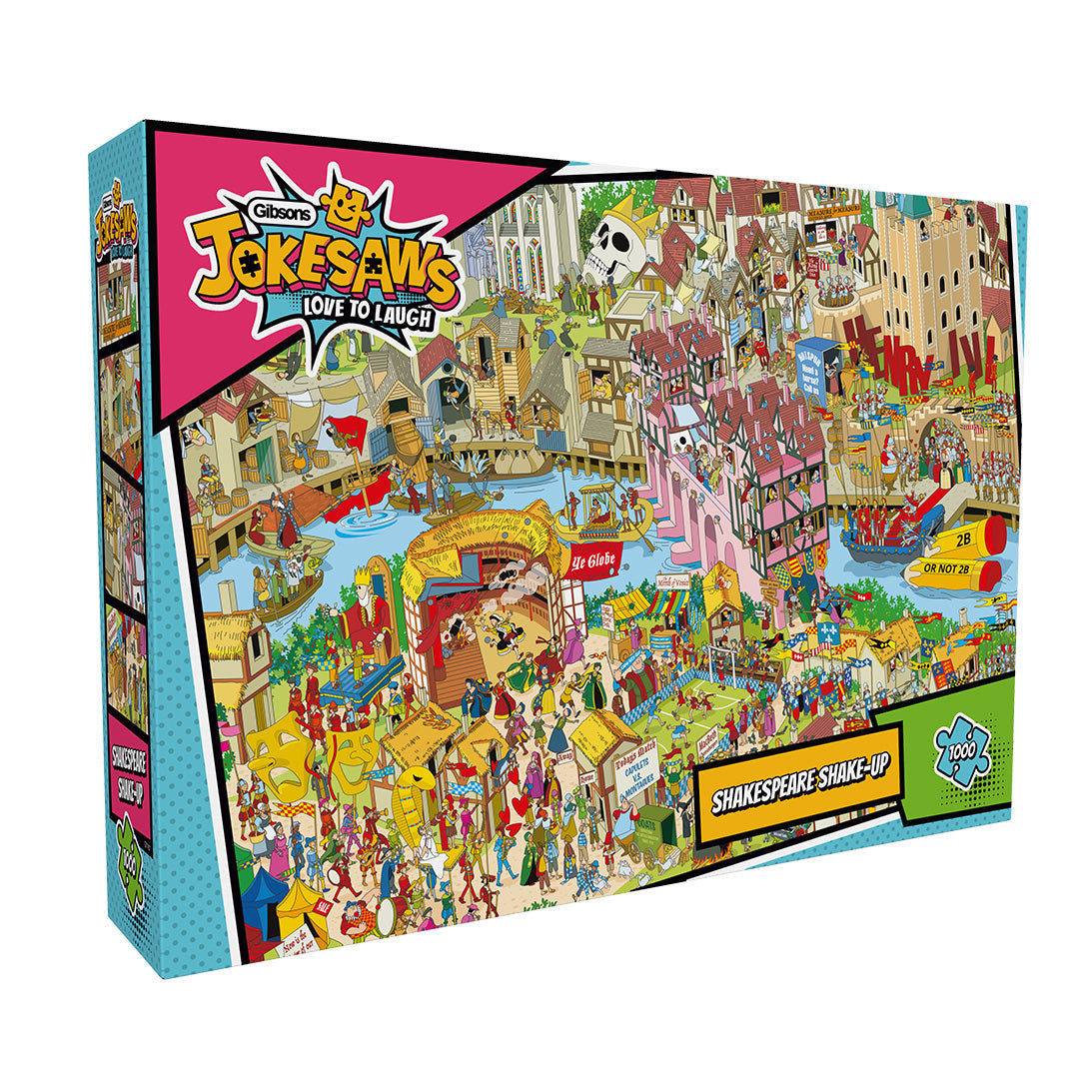 Box, turned right: Shakespeare Shake-Up by Jokesaws – 1000 Piece Jigsaw Puzzle (Gibsons)