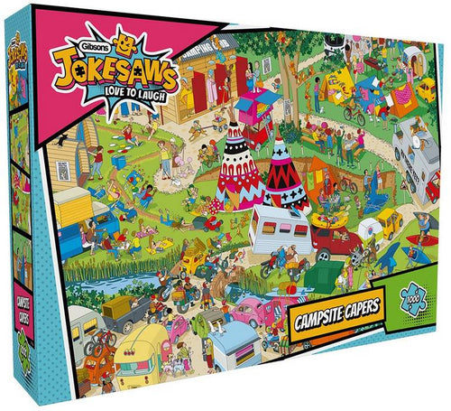 Campsite Capers by Jokesaws – 1000 Piece Jigsaw Puzzle (Gibsons) - Completed Puzzle