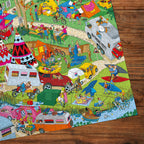 Puzzle in progress: Campsite Capers by Jokesaws – 1000 Piece Jigsaw Puzzle (Gibsons)