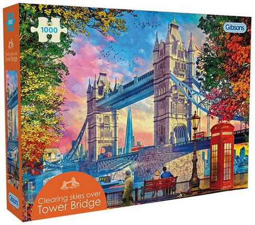 Clearing Skies over Tower Bridge – 1000 Piece Jigsaw Puzzle (Gibsons) - Completed Puzzle