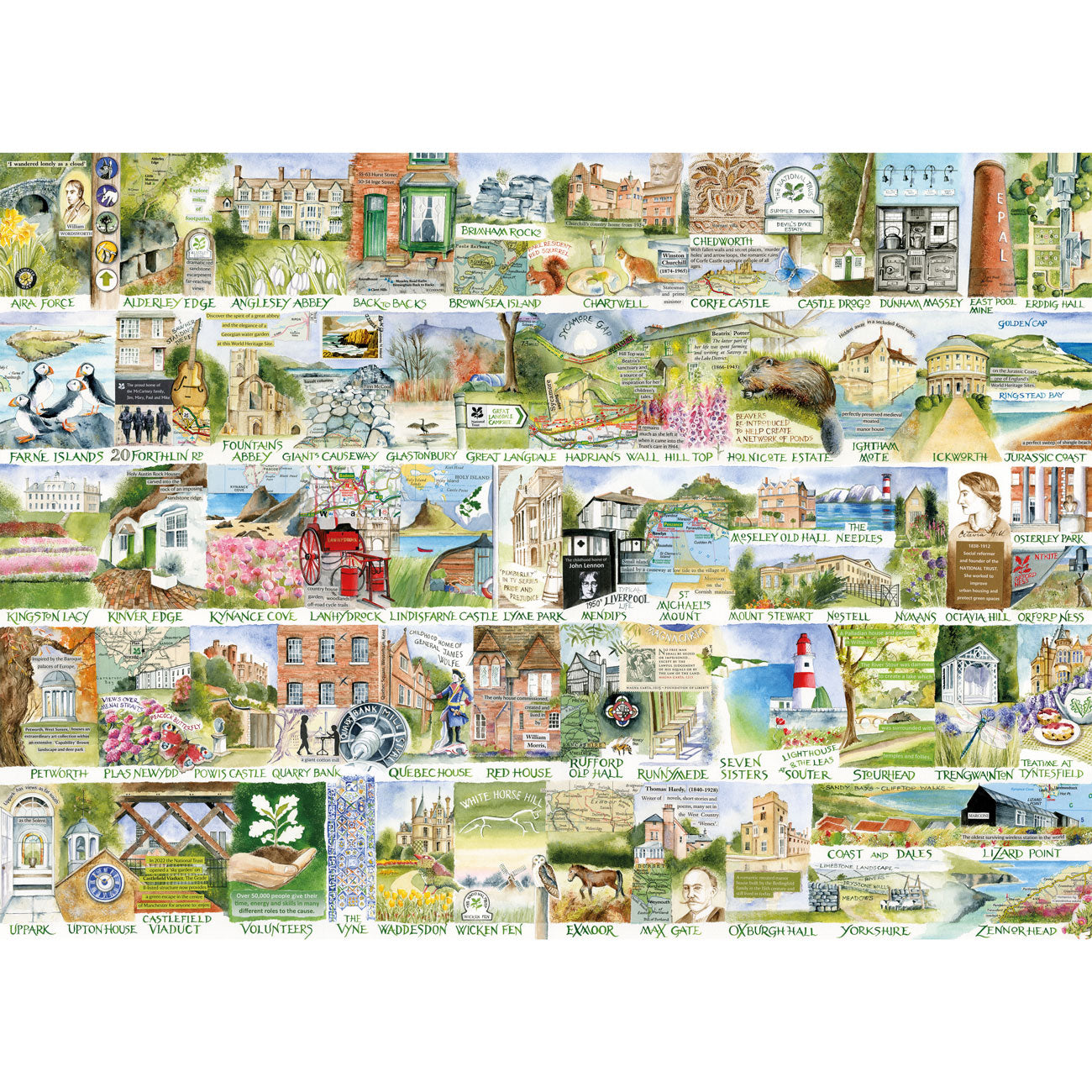 National Trust Landmarks & Landscapes by Val Goldfinch - 1000 Piece Jigsaw Puzzle (Gibsons)
