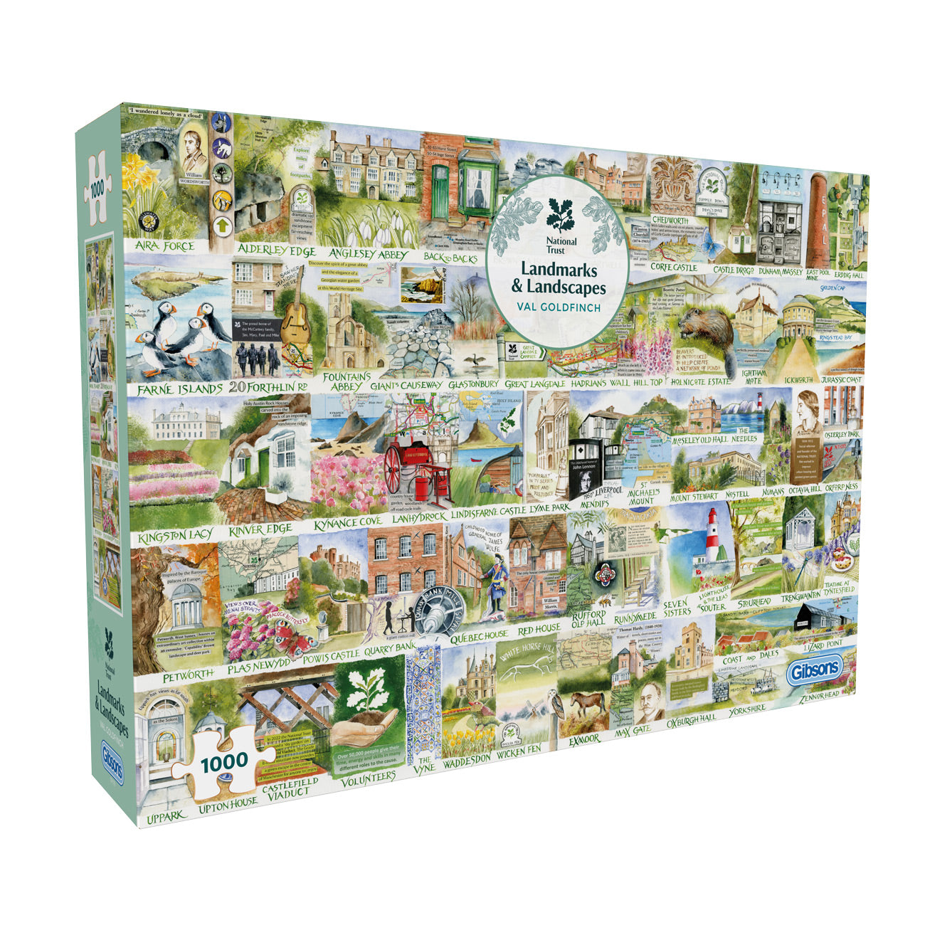 National Trust Landmarks & Landscapes by Val Goldfinch - 1000 Piece Jigsaw Puzzle (Gibsons)