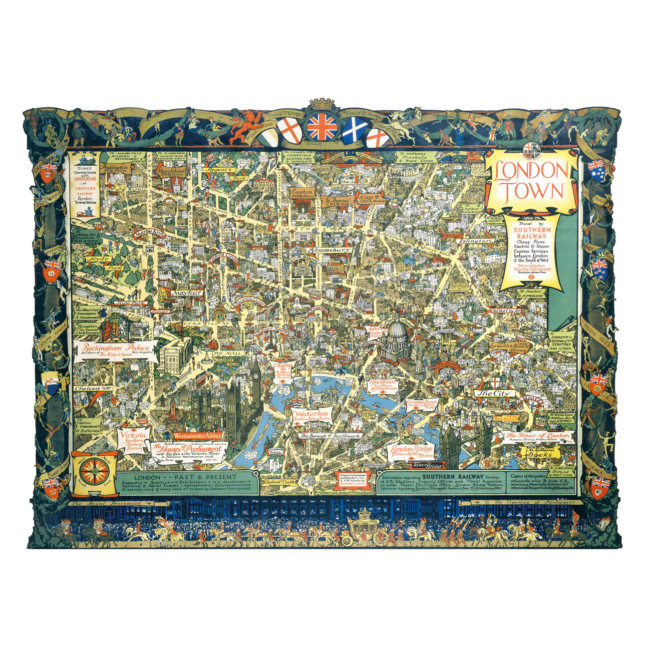 London Town: Southern Railway Vintage Map - 1000 Piece Jigsaw Puzzle (Gibsons)