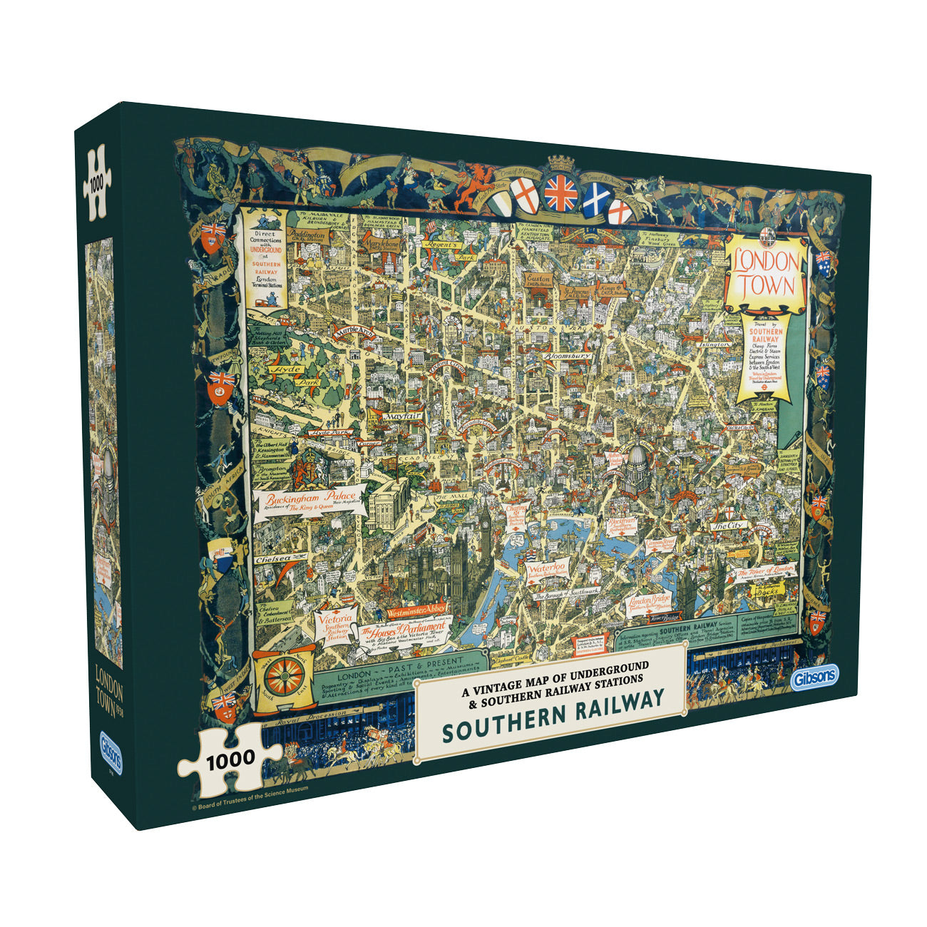London Town: Southern Railway Vintage Map - 1000 Piece Jigsaw Puzzle (Gibsons)