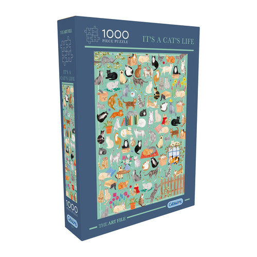 ** Pre-Order ** It's A Cat's Life by The Art File - 1000 Piece Jigsaw Puzzle (Gibsons) - Completed Puzzle