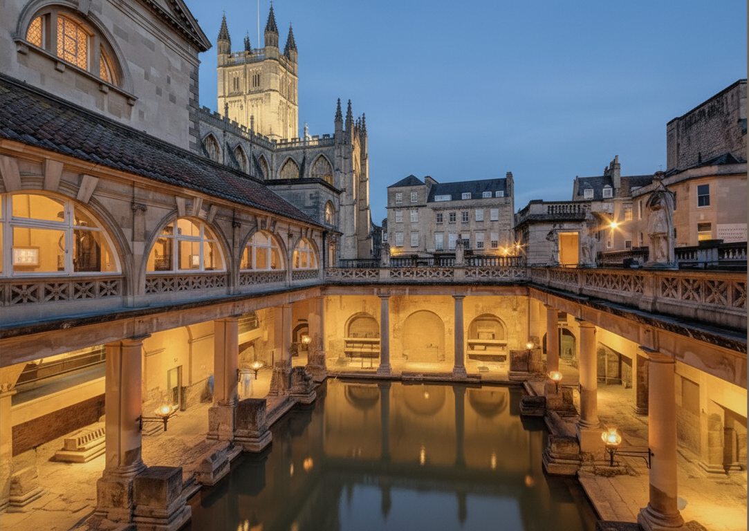 The Roman Baths, Bath at Dusk - 1000 Piece Jigsaw Puzzle