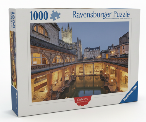 The Roman Baths, Bath at Dusk - 1000 Piece Jigsaw Puzzle - Completed Puzzle