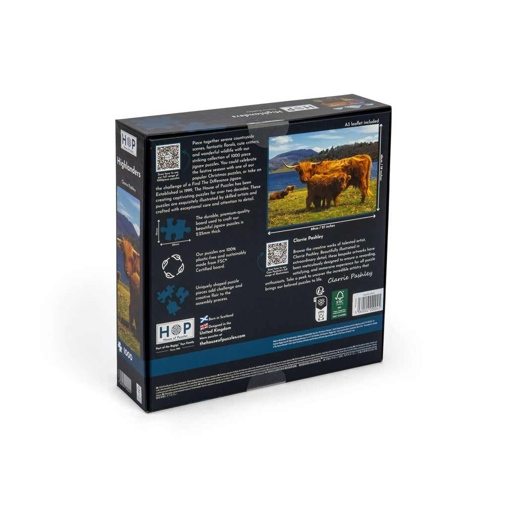 Box back: Highlanders – 1000 Piece Jigsaw Puzzle (House of Puzzles)