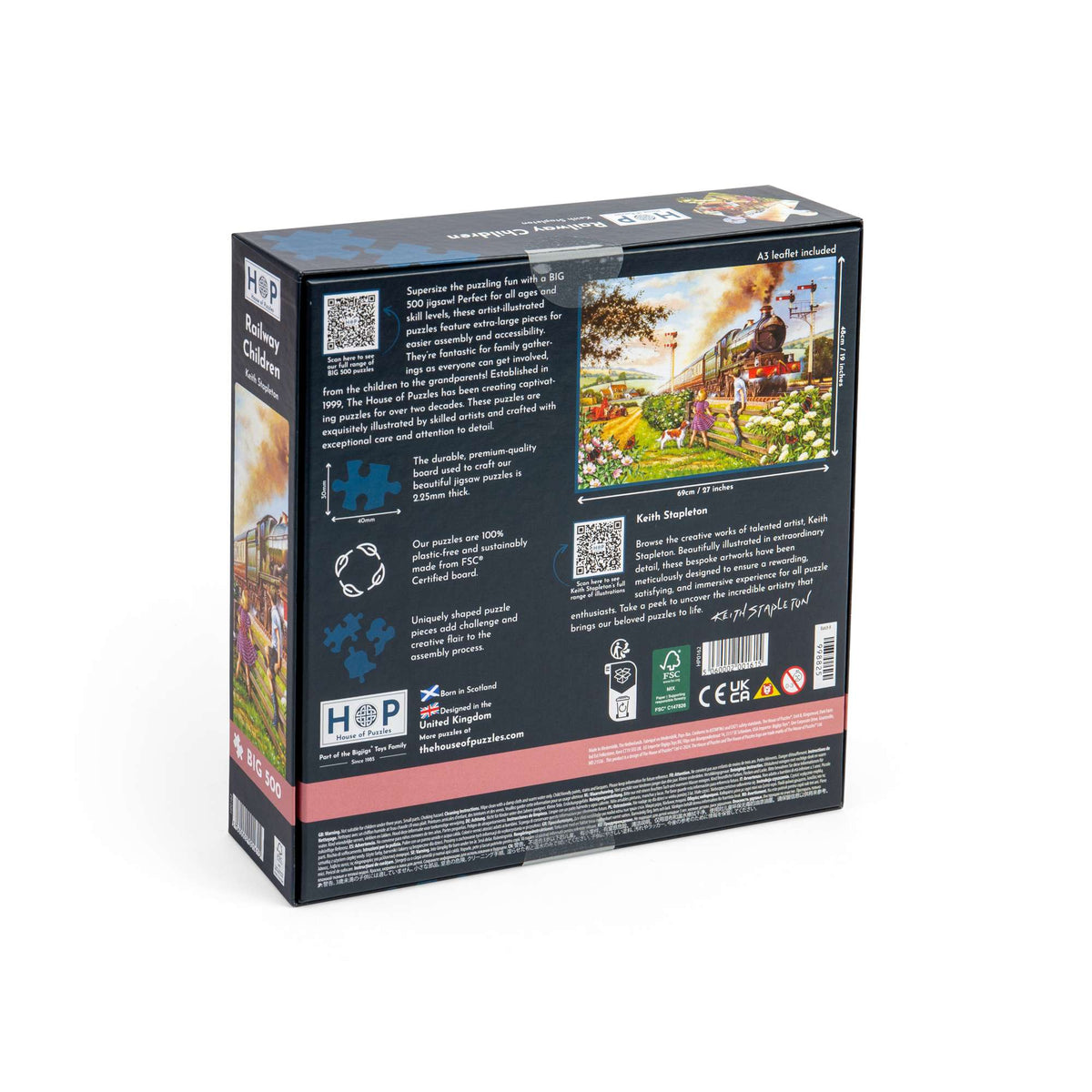 Box back: Railway Children – 500 Piece Jigsaw Puzzle (House of Puzzles)