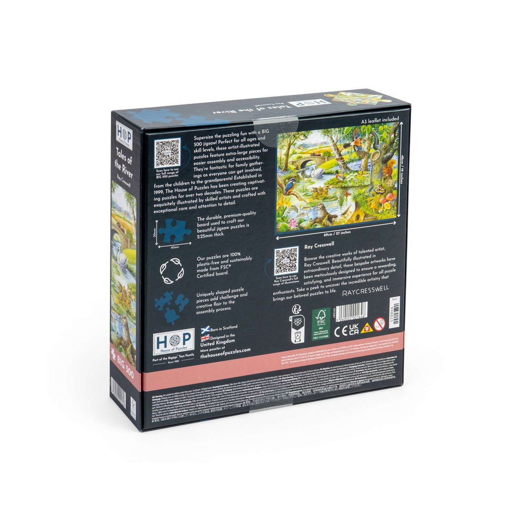 Box back: Tales Of The River – 500 Piece Jigsaw Puzzle (House of Puzzles)