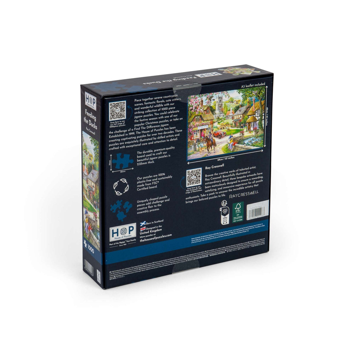 Box back: Feeding The Ducks – 1000 Piece Jigsaw Puzzle (House of Puzzles)