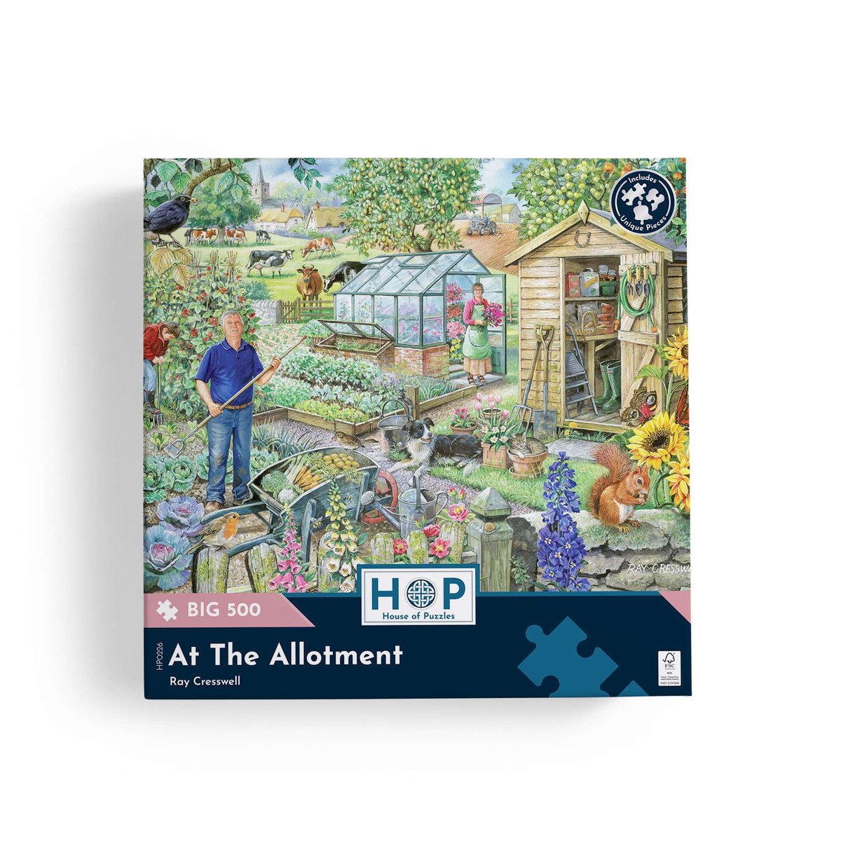 Box, straight on: At The Allotment – 500 Piece Jigsaw Puzzle (House of Puzzles)