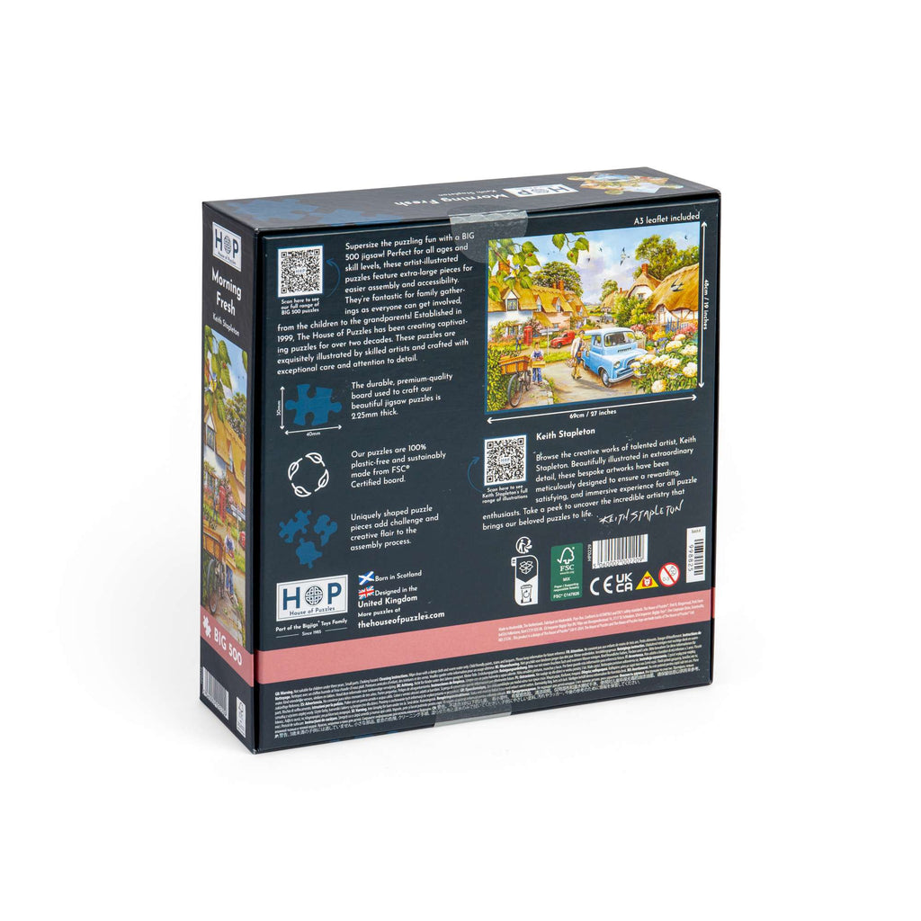 Box back: Morning Fresh – 500 Piece Jigsaw Puzzle (House of Puzzles)