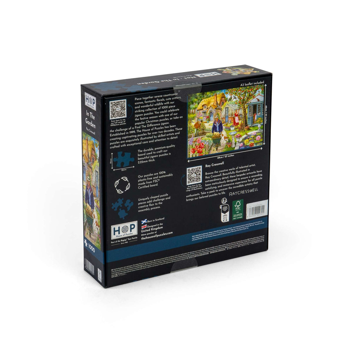 Box back: In The Garden – 1000 Piece Jigsaw Puzzle (House of Puzzles)