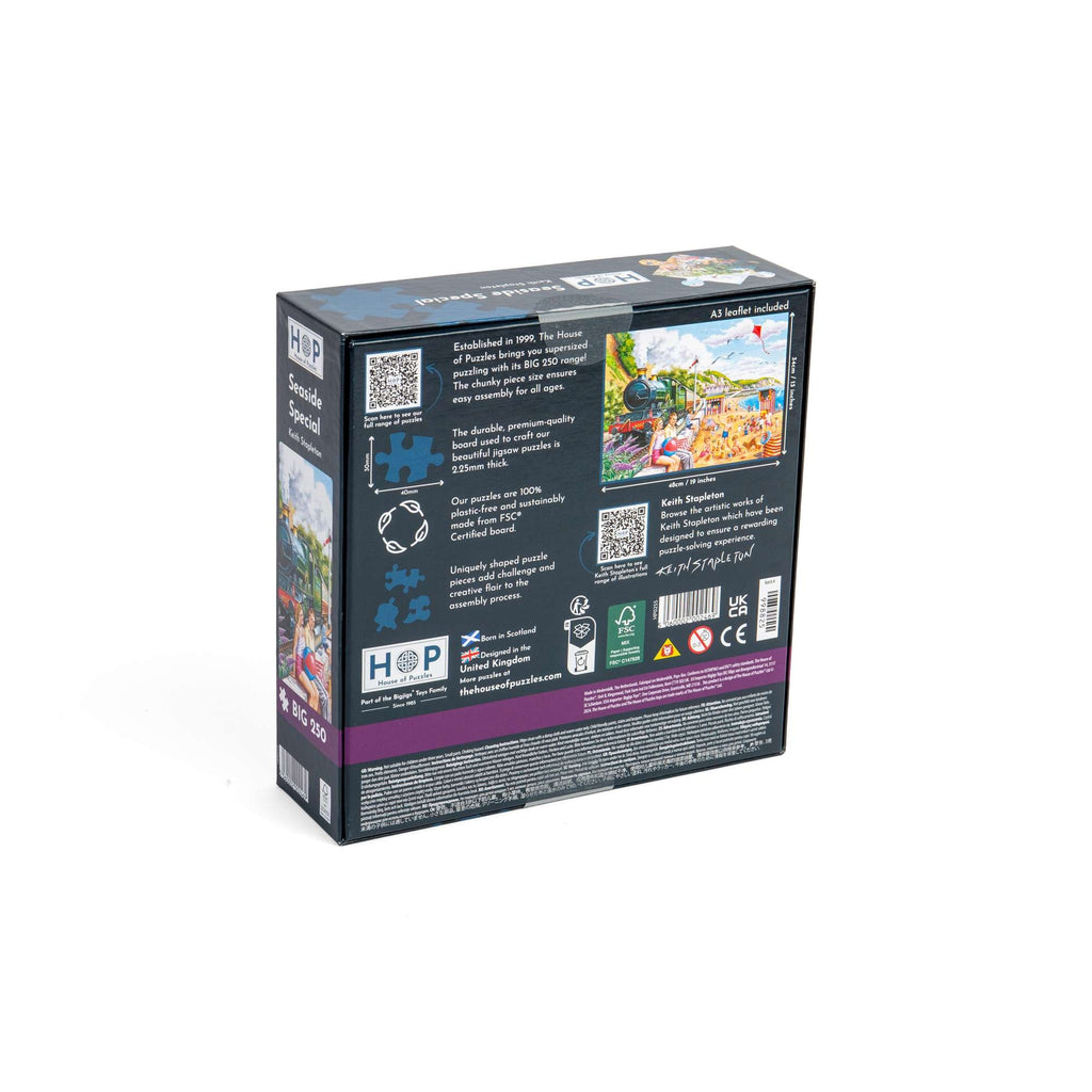 Box back: Seaside Special – 250 Piece Jigsaw Puzzle (House of Puzzles)