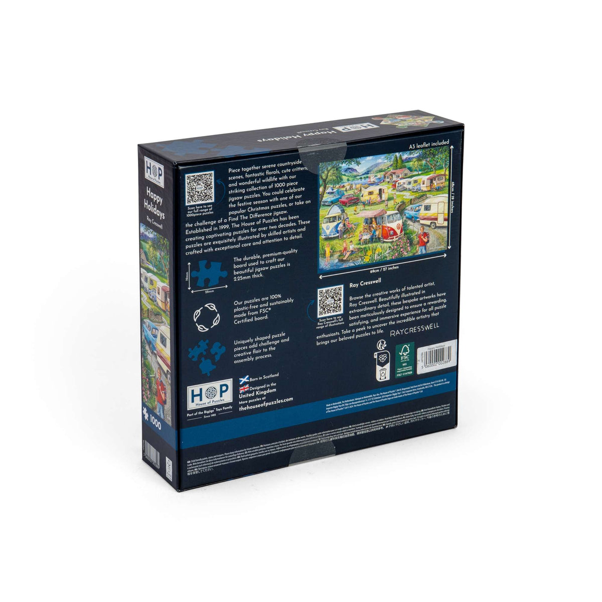 Box back: Happy Holidays – 1000 Piece Jigsaw Puzzle (House of Puzzles)