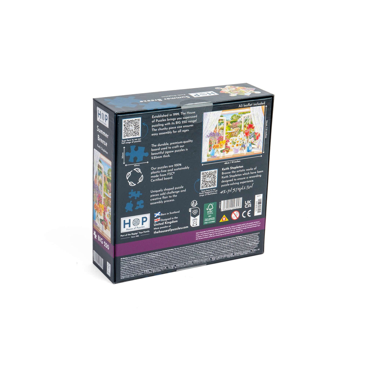Box back: Summer Breeze – 250 Piece Jigsaw Puzzle (House of Puzzles)