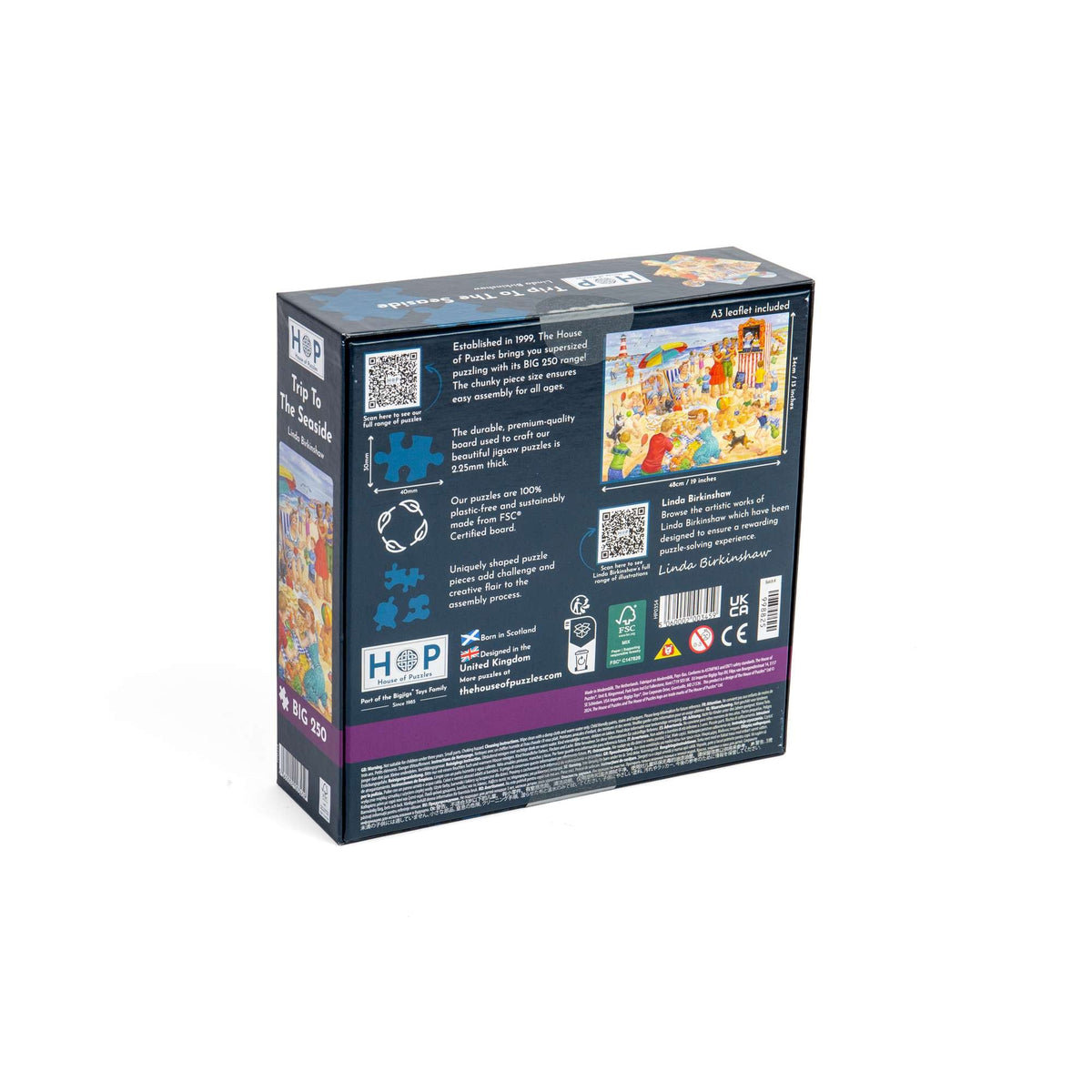 Box back: Trip To The Seaside – 250 Piece Jigsaw Puzzle (House of Puzzles)