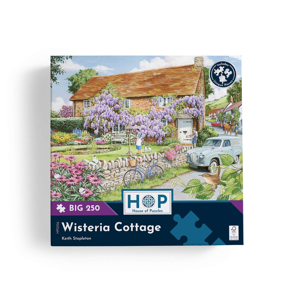 Box, straight on: Wisteria Cottage – 250 Piece Jigsaw Puzzle (House of Puzzles)