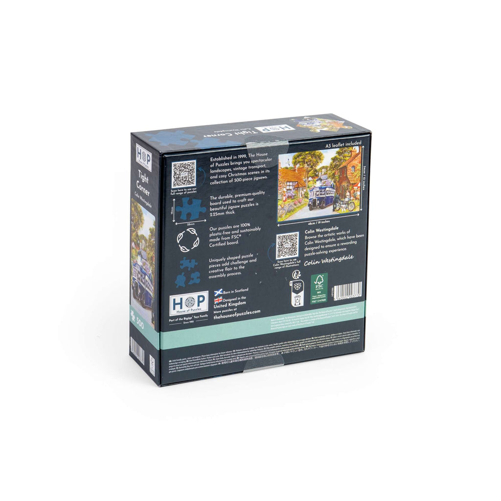 Box back: Tight Corner – 500 Piece Jigsaw Puzzle (House of Puzzles)