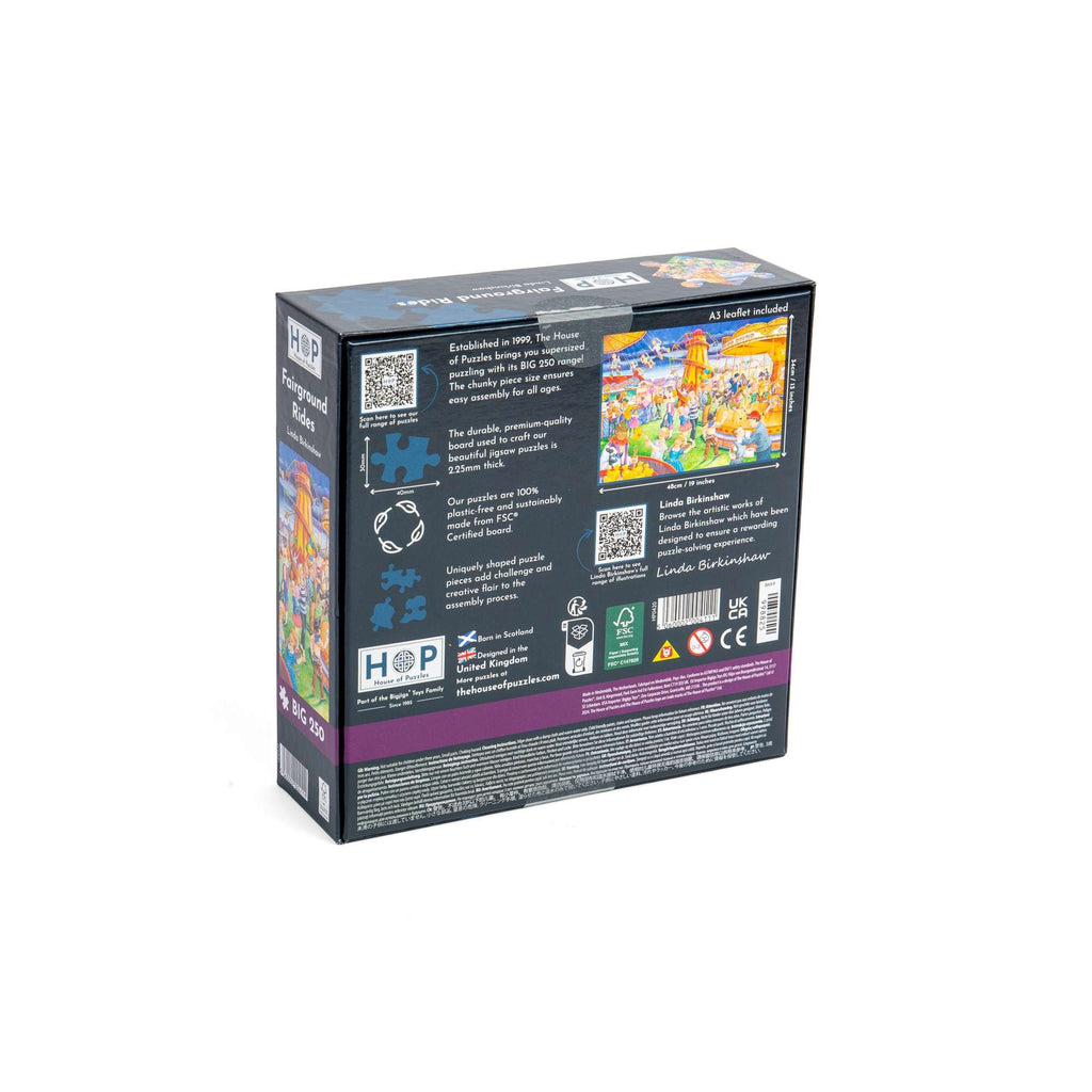 Box back: Fairground Rides – 250 Piece Jigsaw Puzzle (House of Puzzles)