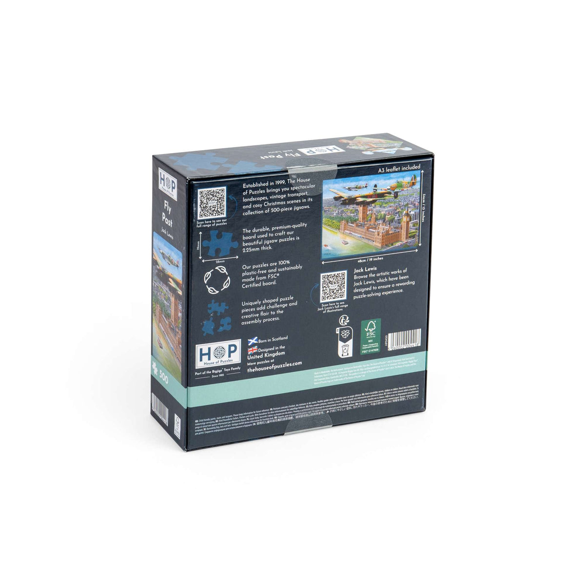 Box back: Fly Past – 500 Piece Jigsaw Puzzle (House of Puzzles)