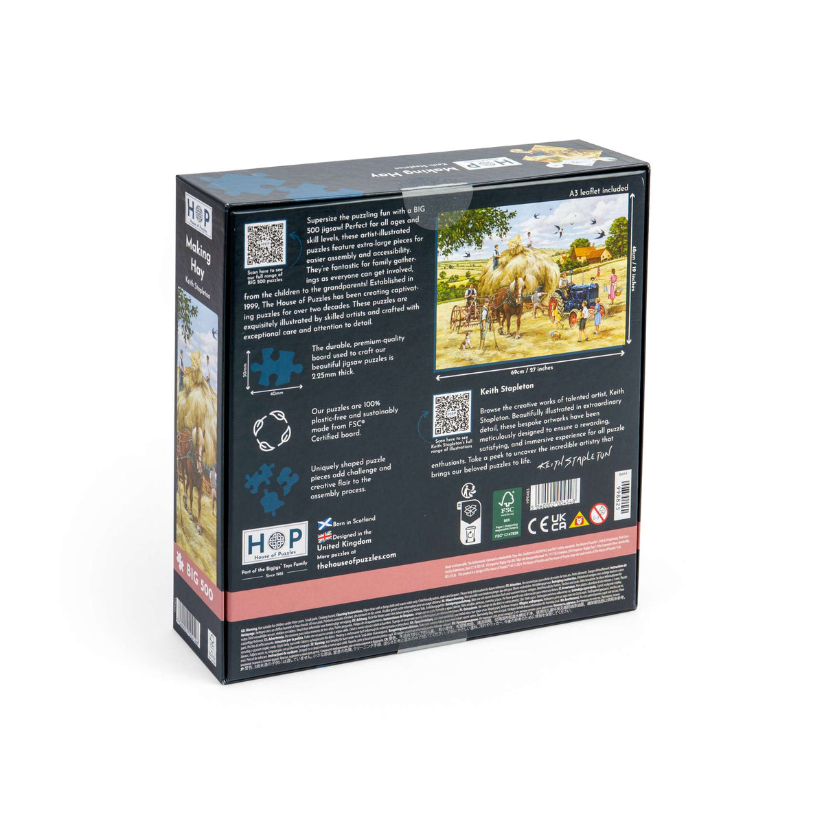 Box back: Making Hay – 500 Piece Jigsaw Puzzle (House of Puzzles)
