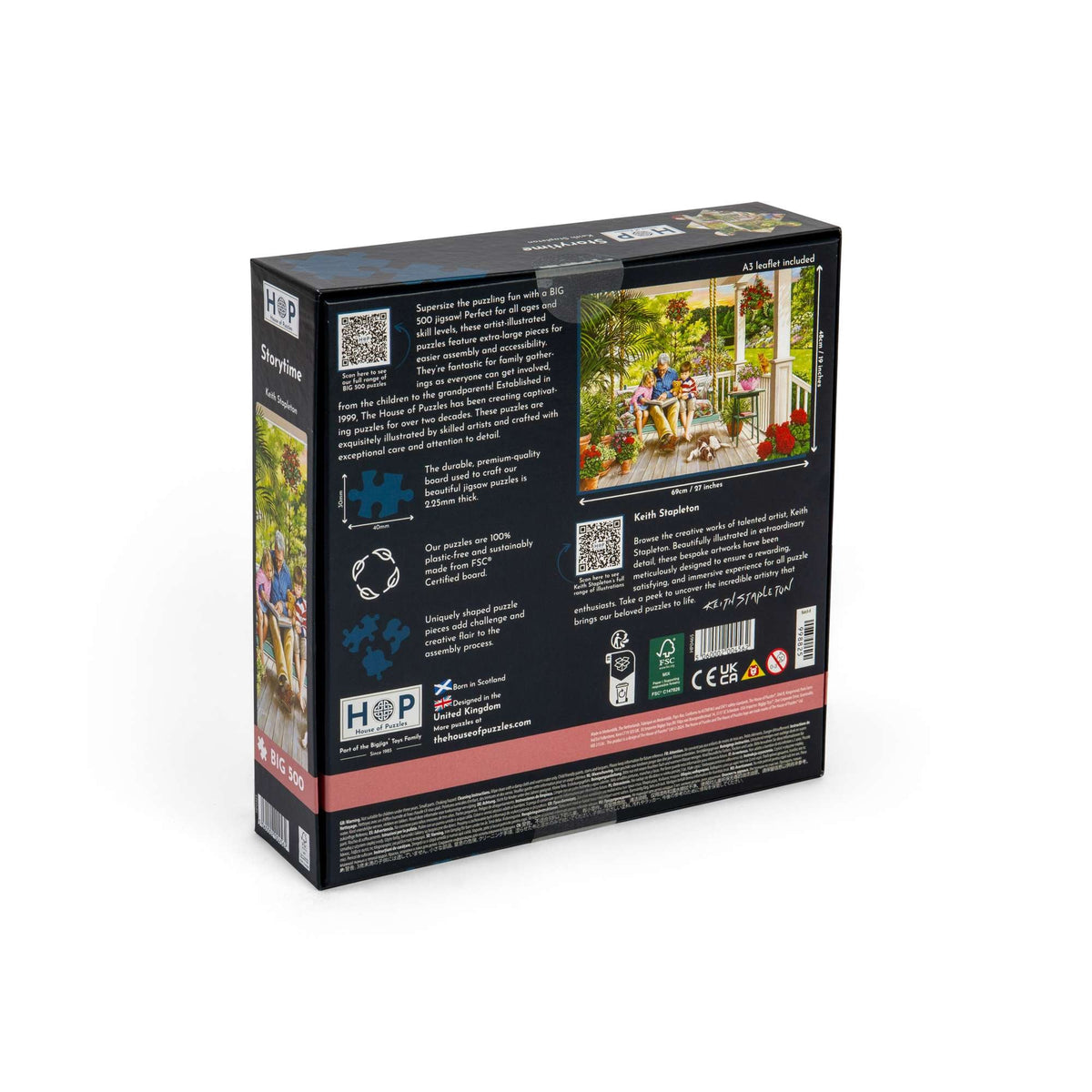 Box back: Storytime – 500 Piece Jigsaw Puzzle (House of Puzzles)