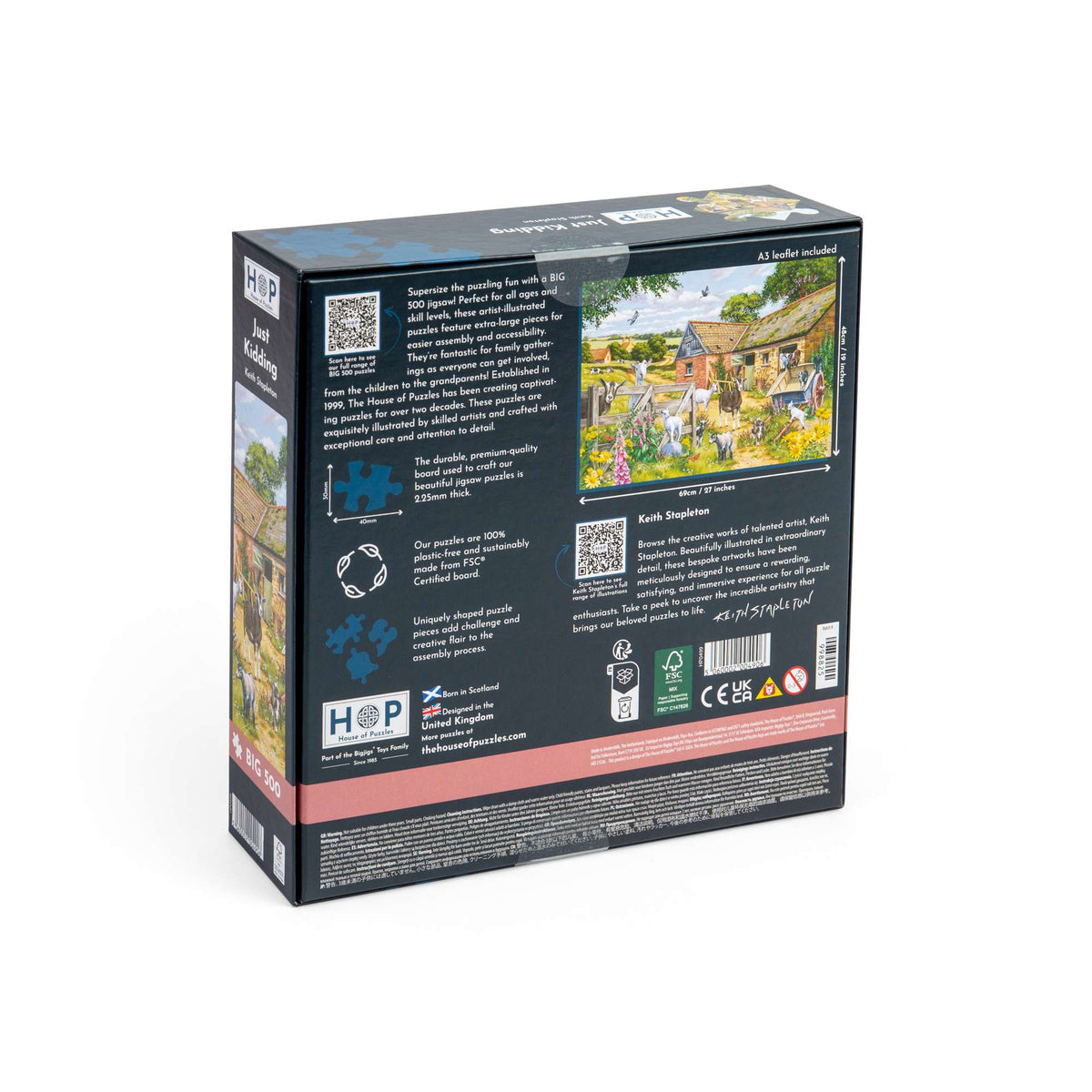 Box back: Just Kidding – 500 XL Piece Jigsaw Puzzle (House of Puzzles)