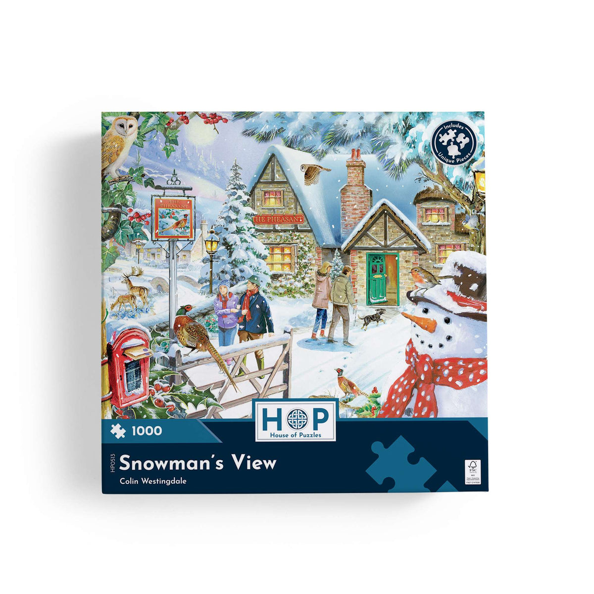 Box, straight on: Snowman's View – 1000 Piece Jigsaw Puzzle (House of Puzzles)