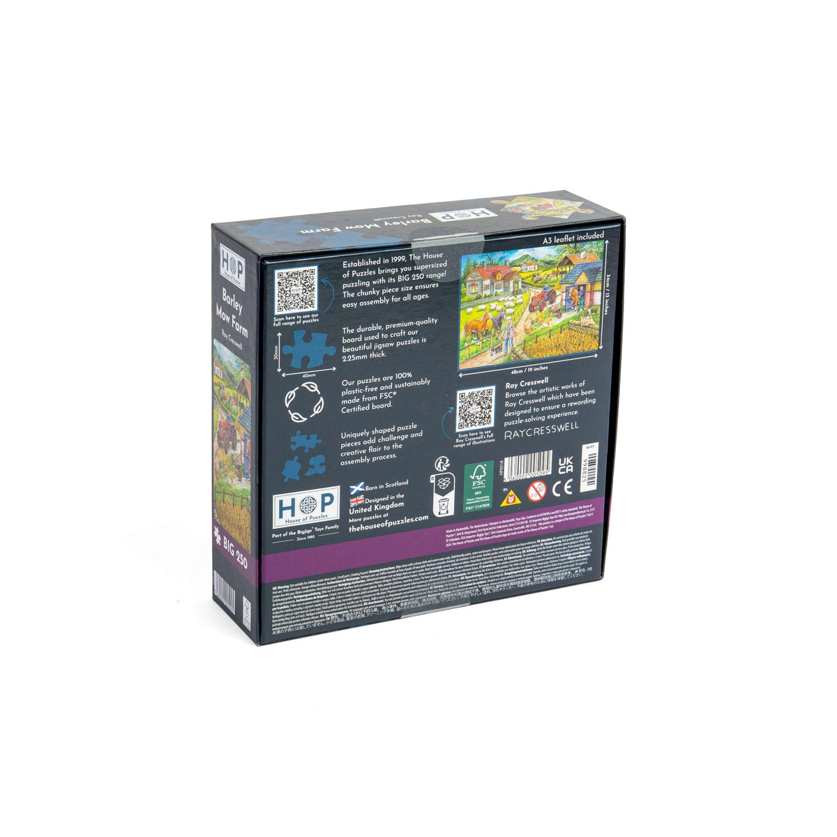 Box back: Barley Mow Farm – 250 Piece Jigsaw Puzzle (House of Puzzles)