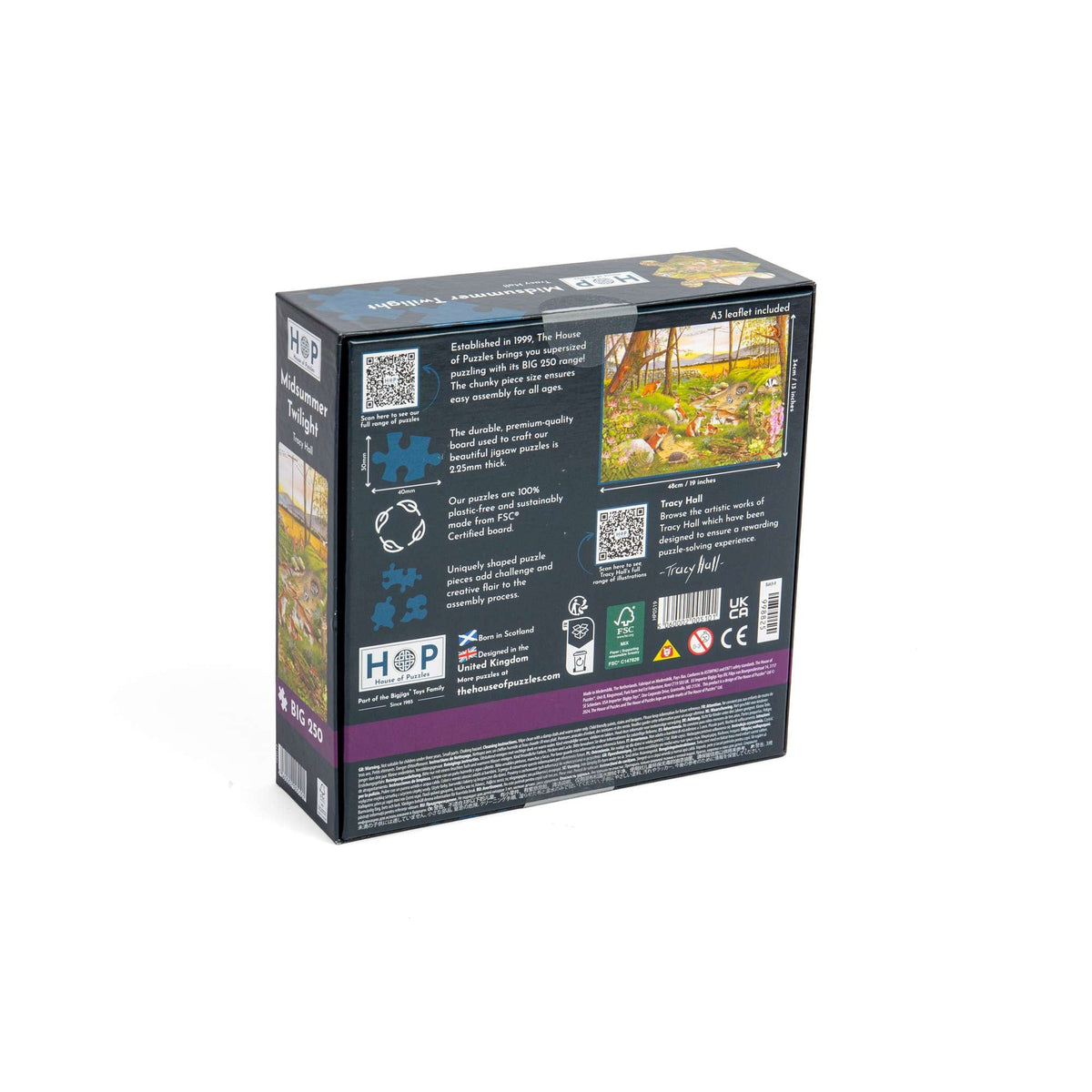 Box back: Midsummer Twilight – 250 Piece Jigsaw Puzzle (House of Puzzles)