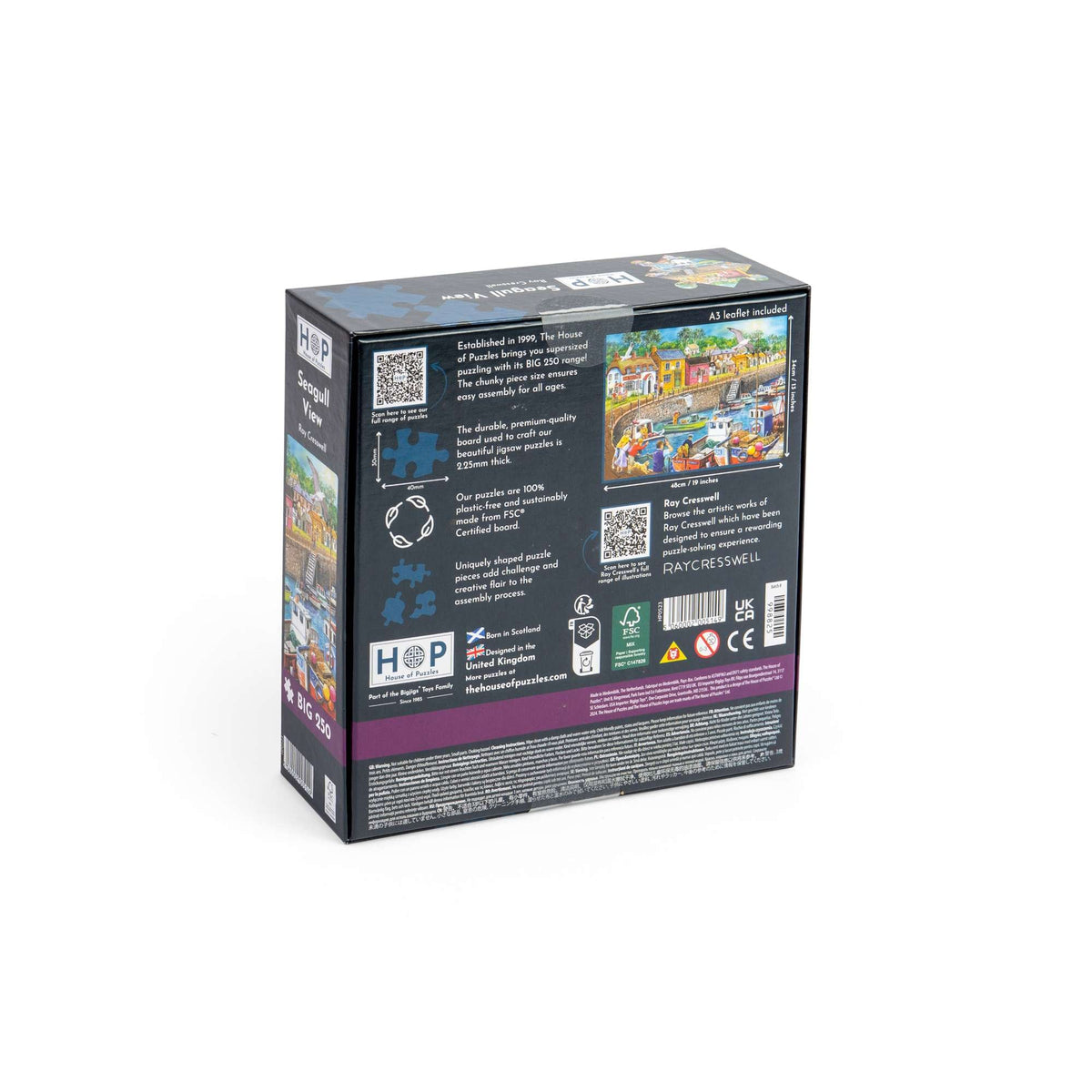 Box back: Seagull View – 250 Piece Jigsaw Puzzle (House of Puzzles)