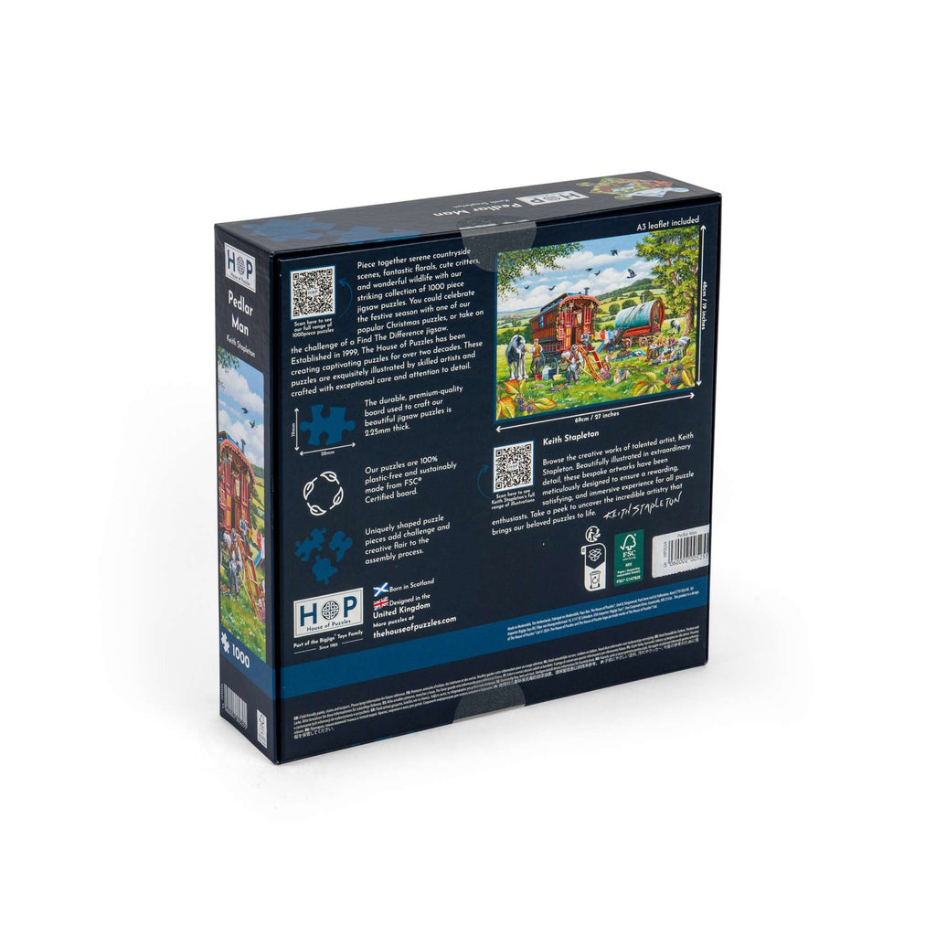 Box back: Pedlar Man – 1000 Piece Jigsaw Puzzle (House of Puzzles)