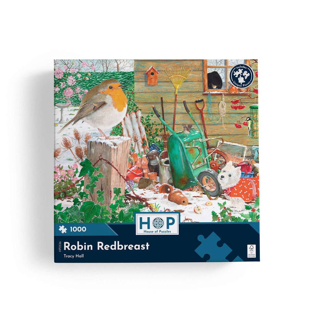 Box, straight on: Robin Redbreast by HOP – 1000 Piece Jigsaw Puzzle (House of Puzzles)