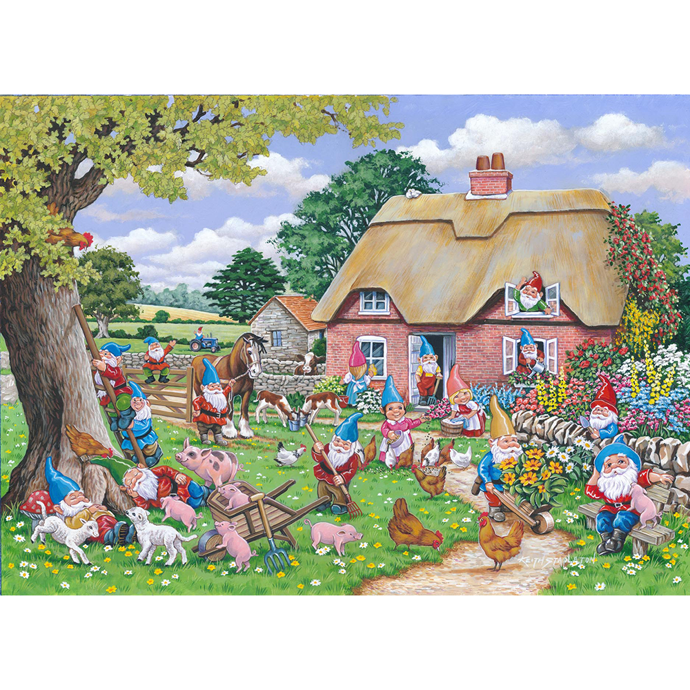 Gnome Farm – 500 XL Piece Jigsaw Puzzle (HOP)