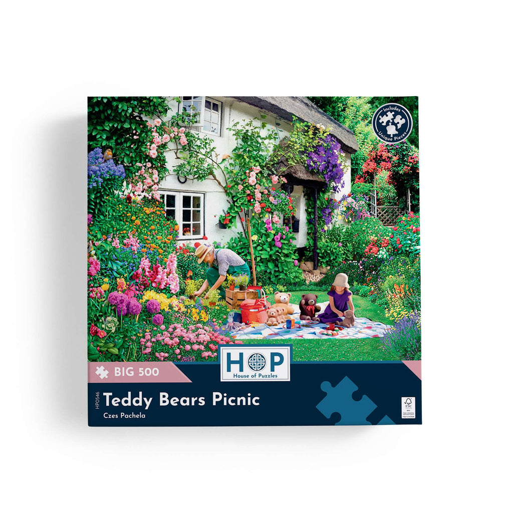 Box, straight on: Teddy Bears Picnic – 500 XL Piece Jigsaw Puzzle (House of Puzzles)