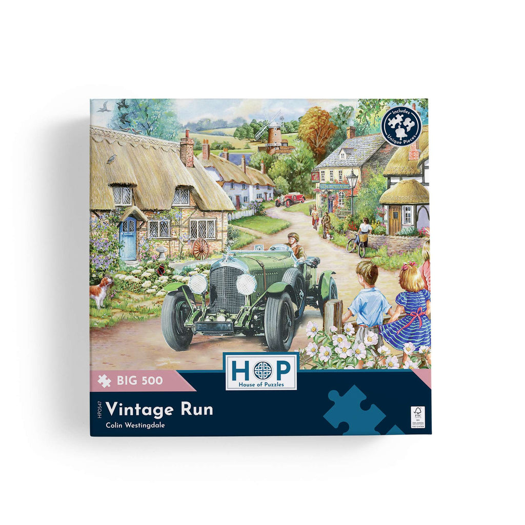 Box, straight on: Vintage Run – 500 XL Piece Jigsaw Puzzle (House of Puzzles)