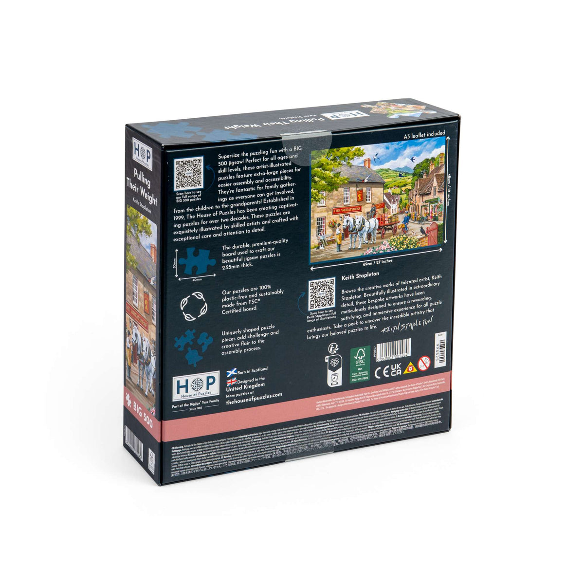 Box back: Pulling Their Weight – 500 XL Piece Jigsaw Puzzle (House of Puzzles)