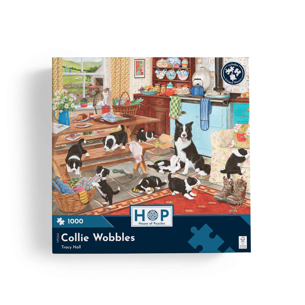 Box, straight on: Collie Wobbles – 1000 Piece Jigsaw Puzzle (House of Puzzles)