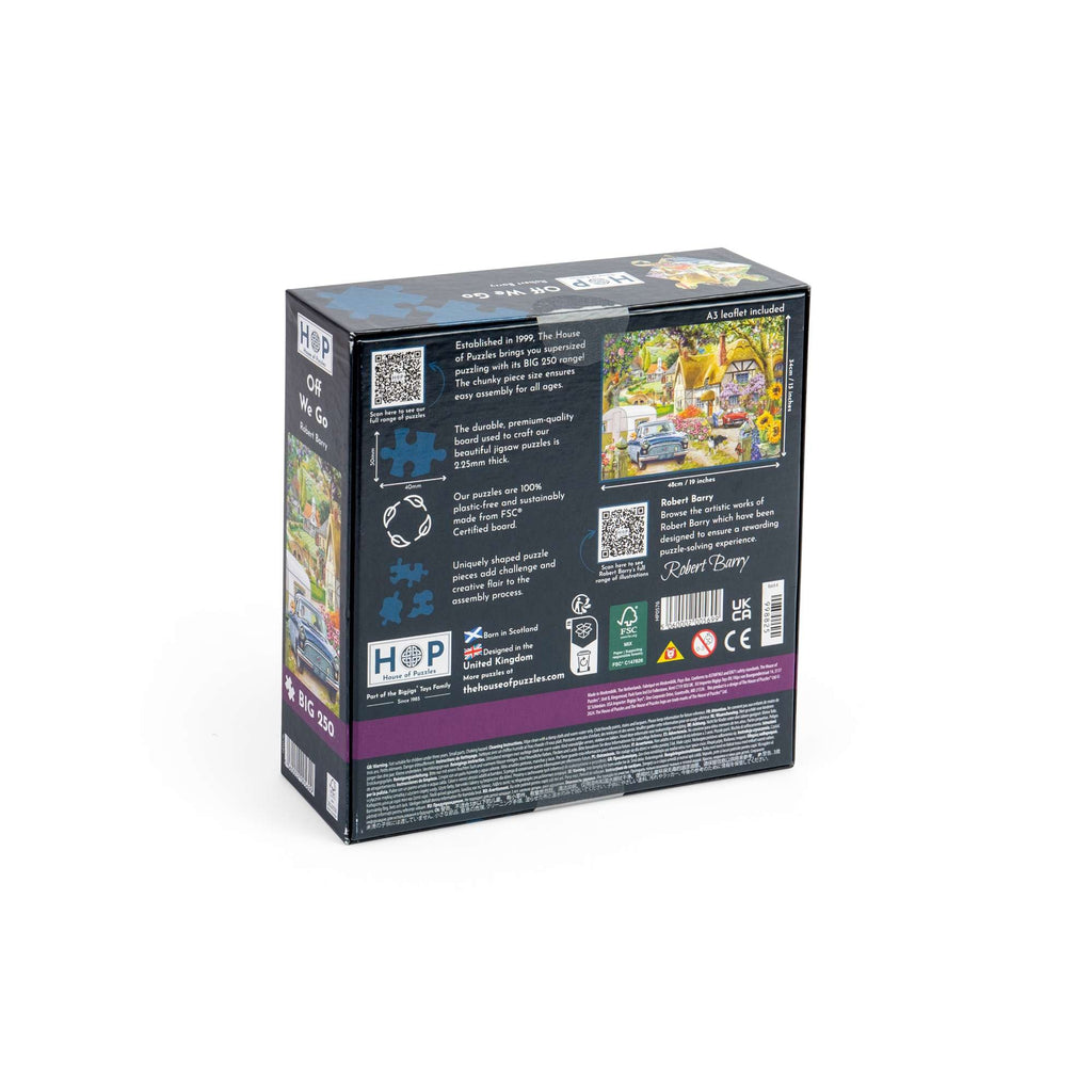Box back: Off We Go – 250 Piece Jigsaw Puzzle (House of Puzzles)