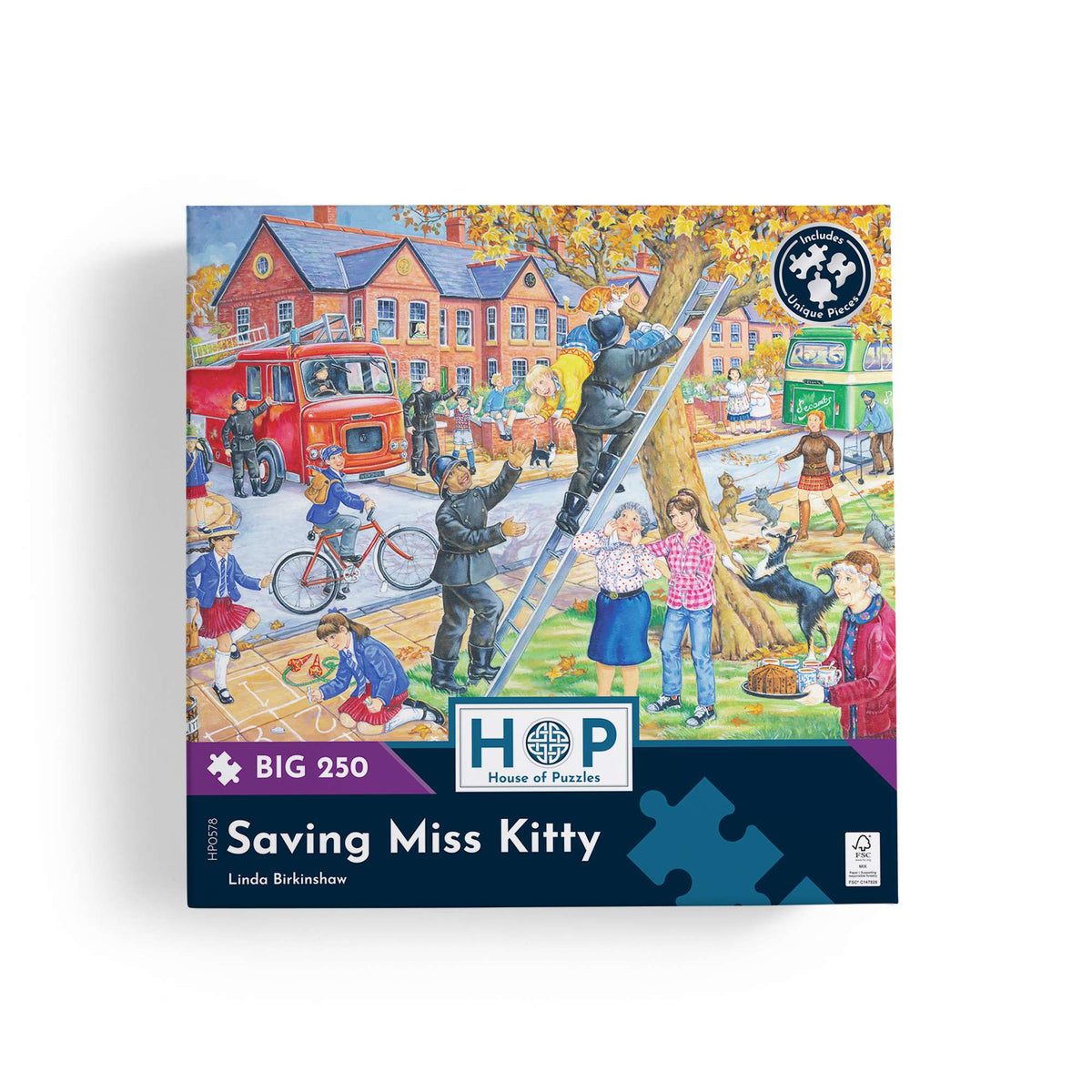 Box, straight on: Saving Miss Kitty – 250 Piece Jigsaw Puzzle (House of Puzzles)