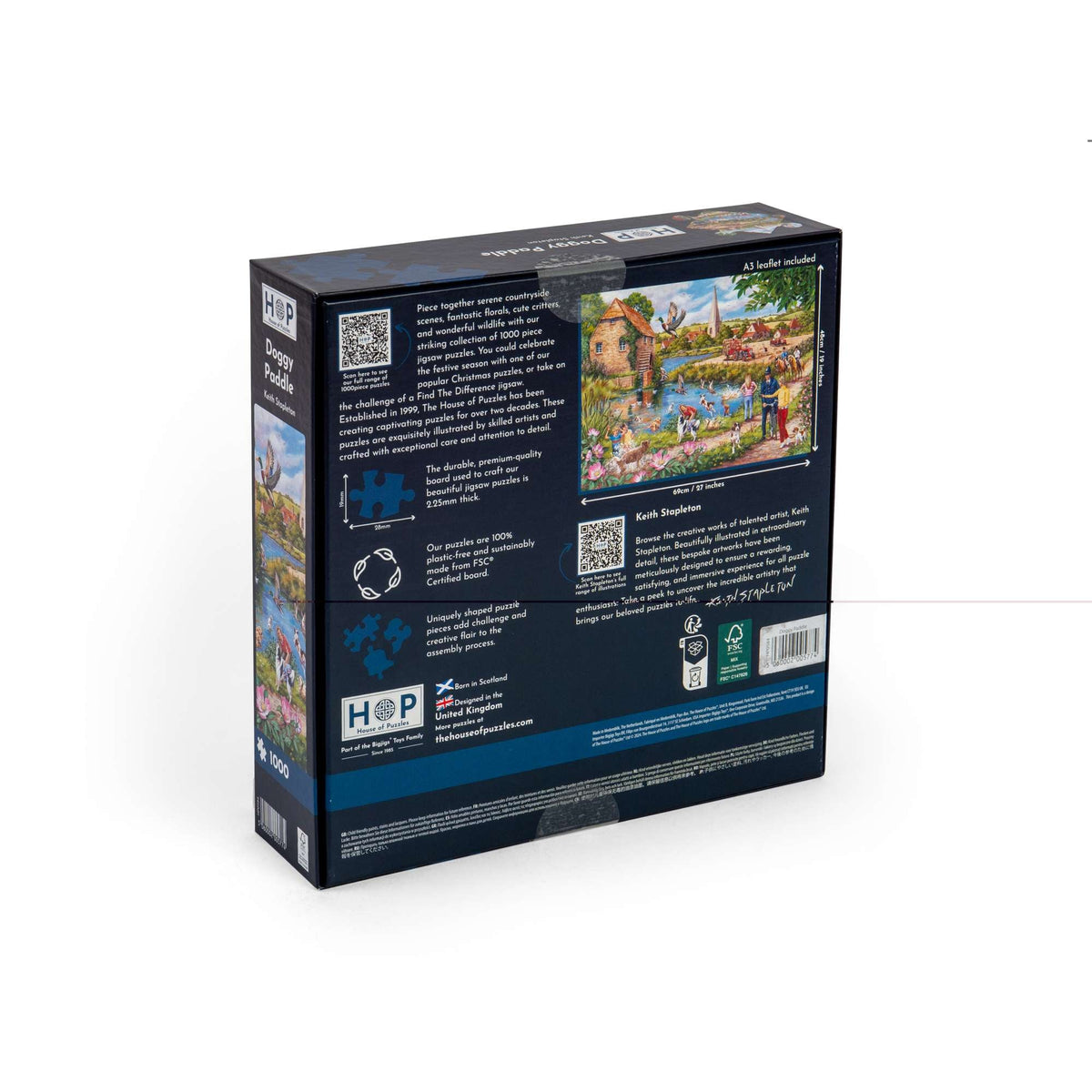 Box back: Doggy Paddle – 1000 Piece Jigsaw Puzzle (House of Puzzles)
