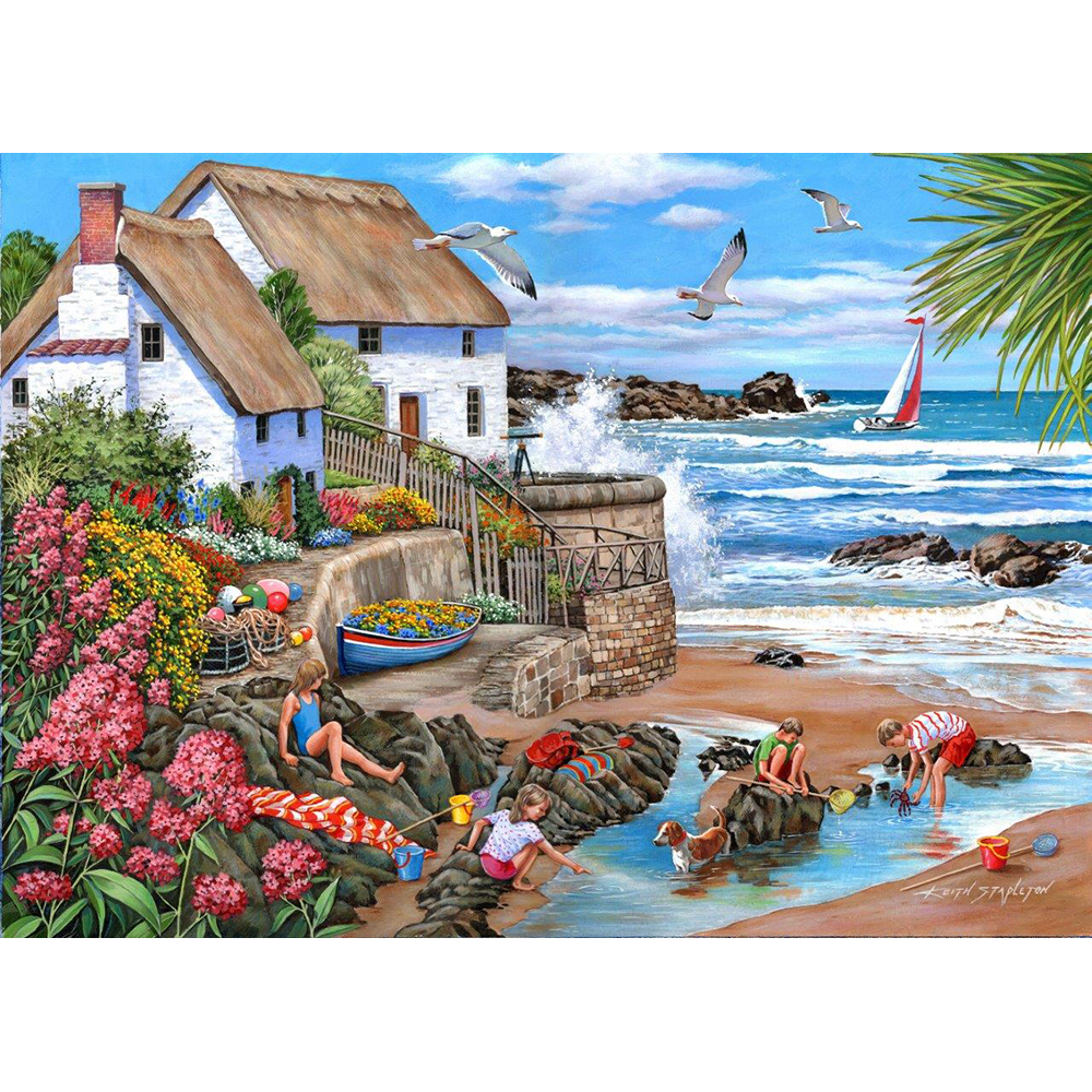 Artwork: Seaspray Cottages – 1000 Piece Jigsaw Puzzle (House of Puzzles)