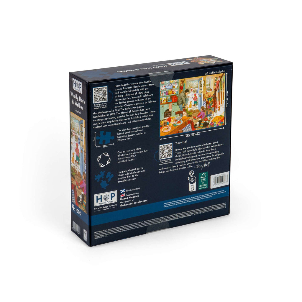 Box back: Woolly Hats & Wellies – 1000 Piece Jigsaw Puzzle (House of Puzzles)