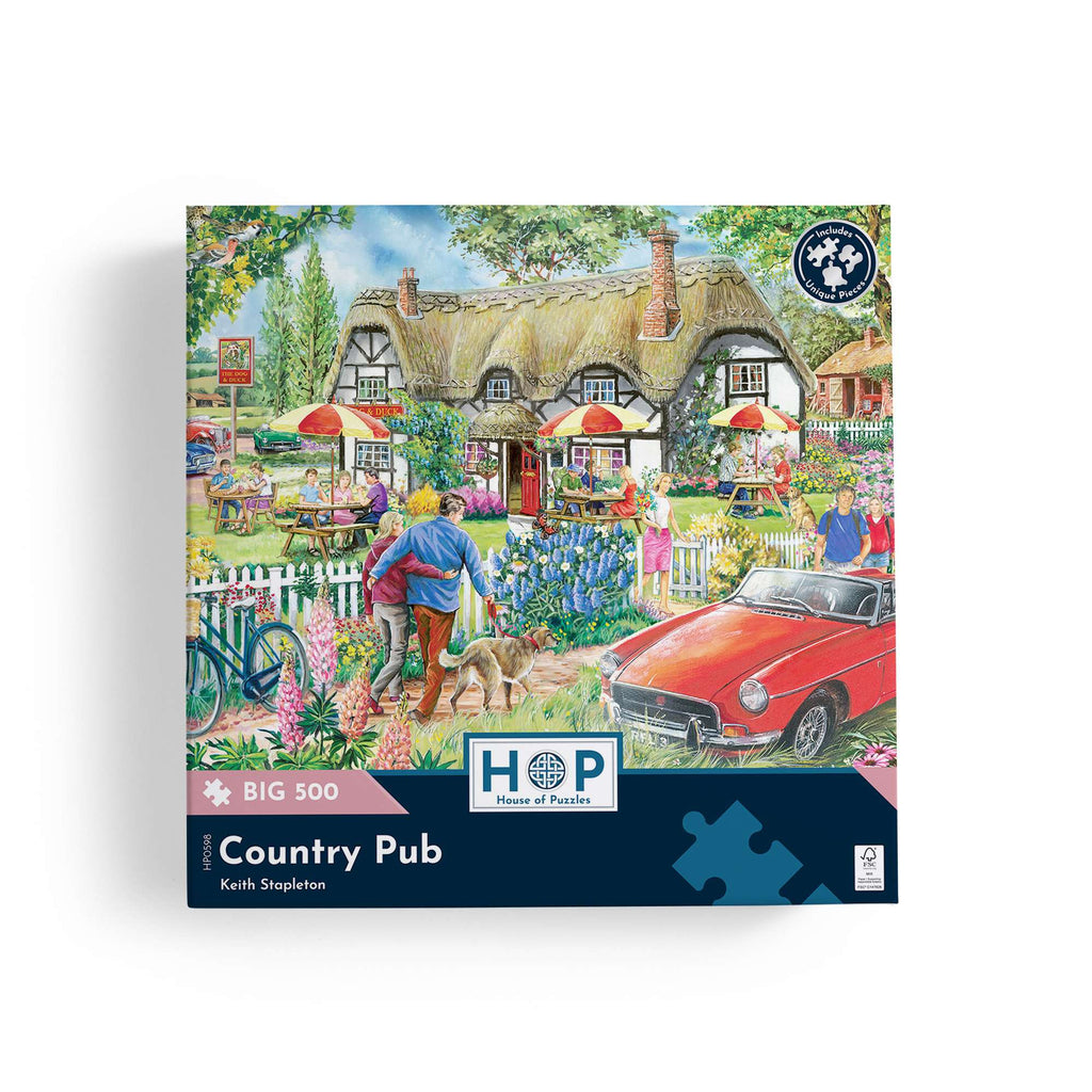 Box, straight on: Country Pub – 500 XL Piece Jigsaw Puzzle (House of Puzzles)