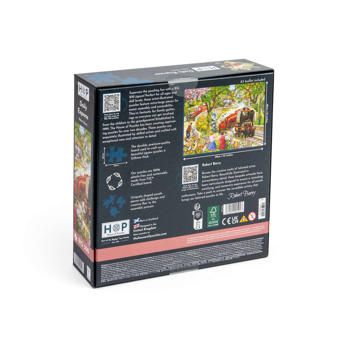 Box back: Daily Express – 500 XL Piece Jigsaw Puzzle (House of Puzzles)