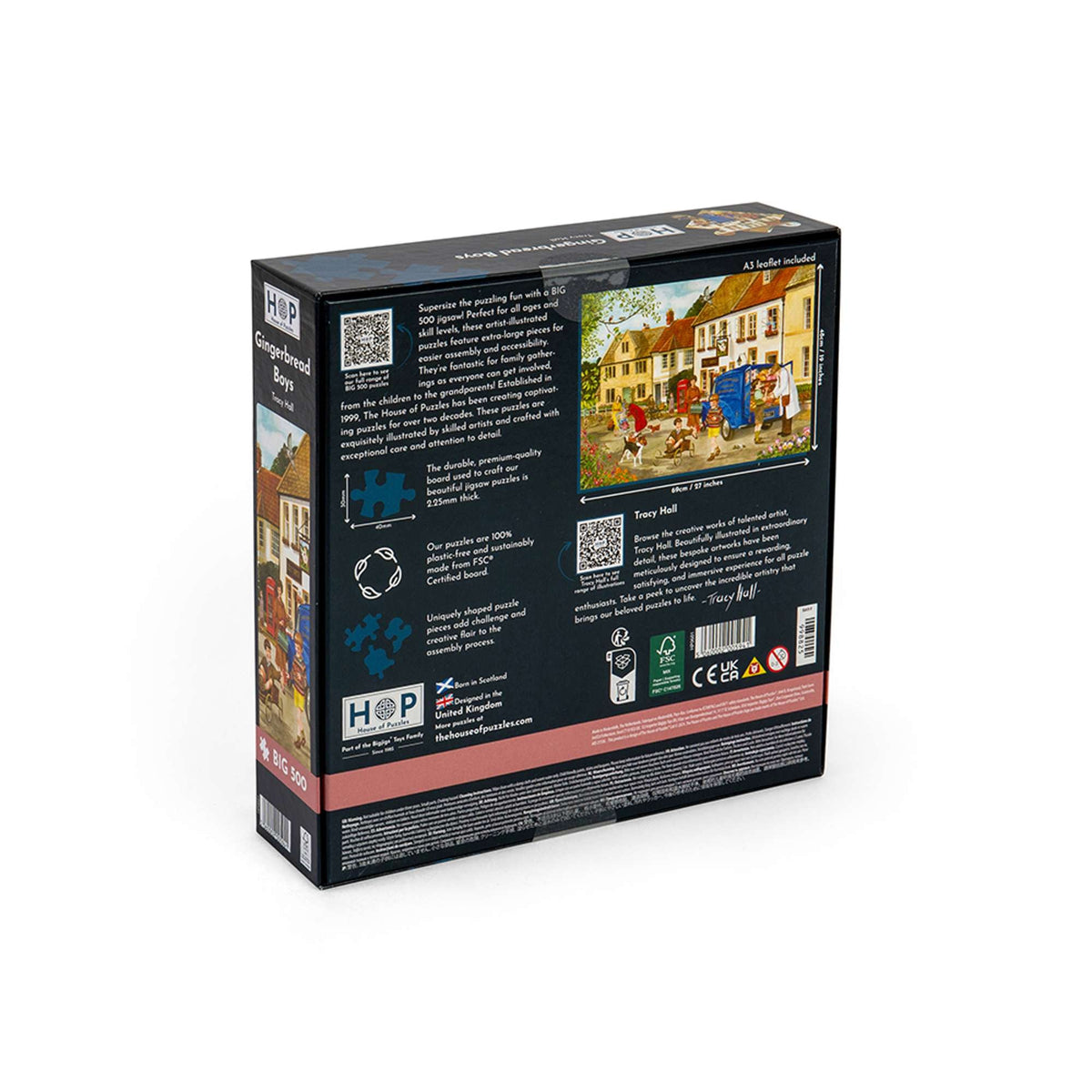 Box back: Gingerbread Boys – 500 XL Piece Jigsaw Puzzle (House of Puzzles)
